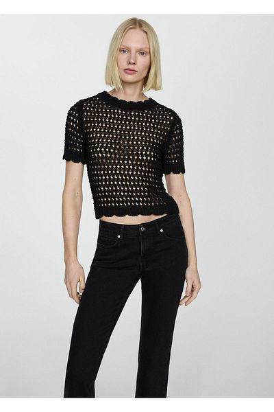 MANGO Woman Denim Women's Jeans Black -67140315