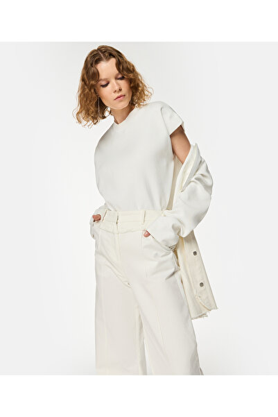 Twist White Woven Trousers