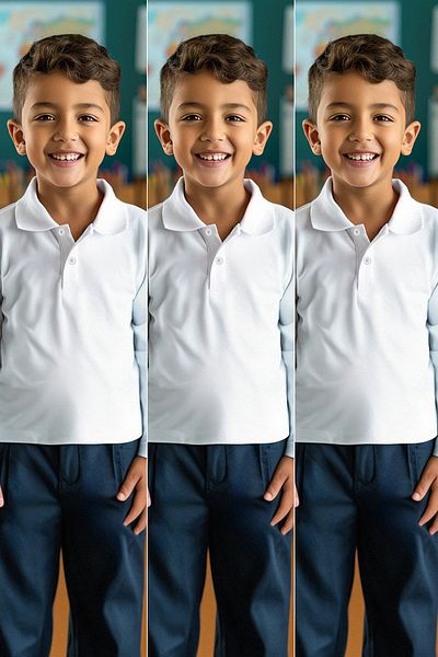 TRENDYOLKIDS Unisex Λευκό μπλουζάκι πόλο με λαιμόκοψη σετ 3 τεμαχίων - Εποχιακό, μακρυμάνικο, λεπτή εφαρμογή TKDAW25TS00004