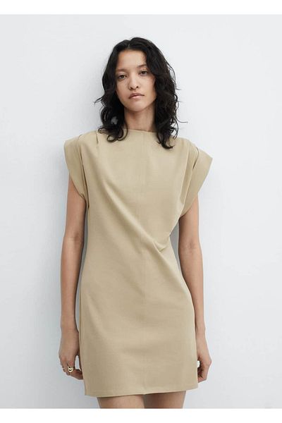 MANGO Woman Πλεκτό φόρεμα με κυρτό μανίκι