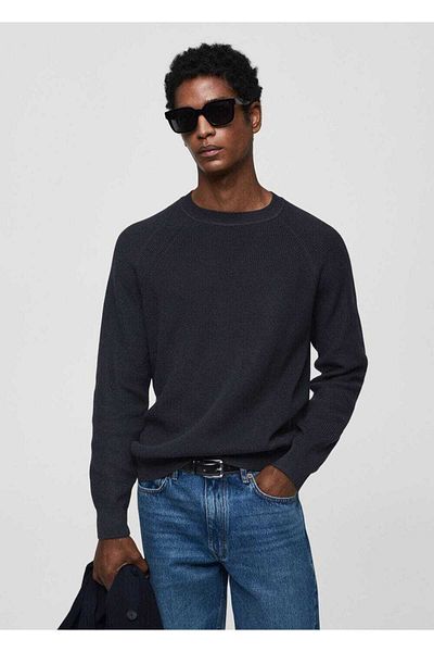 MANGO Man Ripppullover mit Rundhalsausschnitt