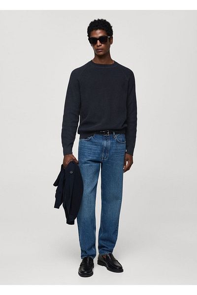 MANGO Man Ripppullover mit Rundhalsausschnitt
