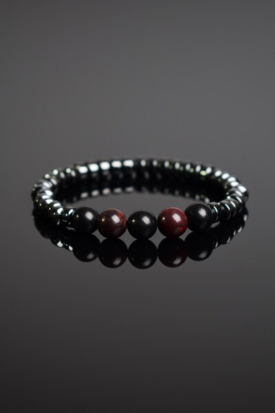 Safnaturel سوار التنين جاسبر الهيماتيت للجنسين من الحجر الطبيعي - شونغيت