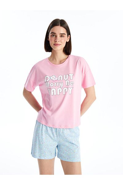 LC Waikiki Set de pijamale pentru damă cu pantaloni scurți - decolteu, mânecă scurtă