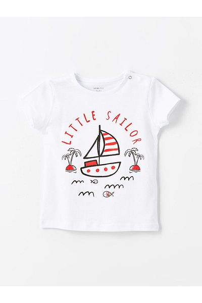 LC Waikiki Crew Neck Printed Short Sleeve Baby Boy Pajamas Set with Shorts