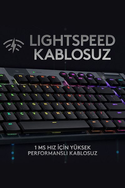 logitech G G915 Tkl Lightspeed Rgb English Q Wireless Mechanical Gaming Keyboard - Black