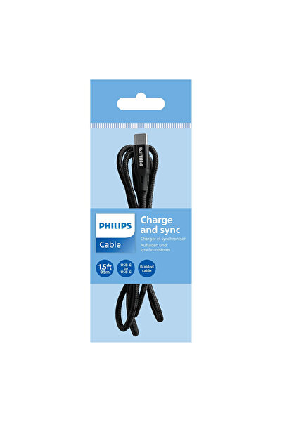 Philips Dlc5522c/00 Siyah Örgülü Typc-c 0,5m Şarj Kablosu