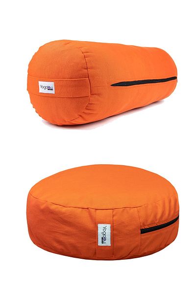 Yogabu Orange Shell Filled Cushion and Bolster