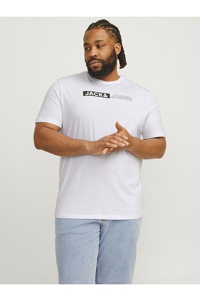 Jack & Jones Plus T-Shirt mit Logo-Muster in großen Größen
