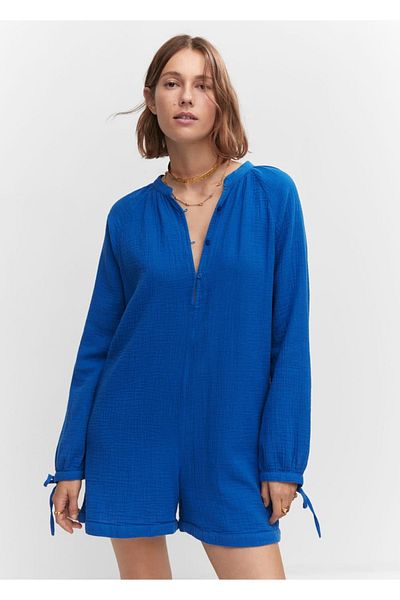 MANGO Woman Salopeta scurta cu nasturi