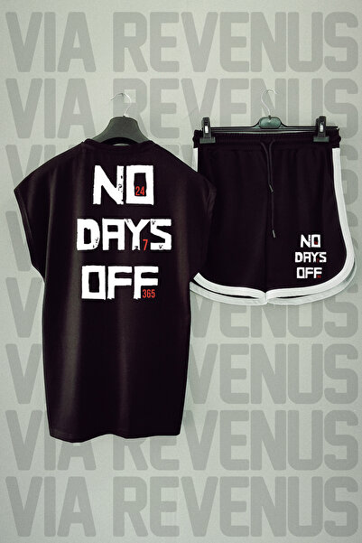 Vordevia Set de tricou sport negru cu mâneci zero și pantaloni scurți sport n...