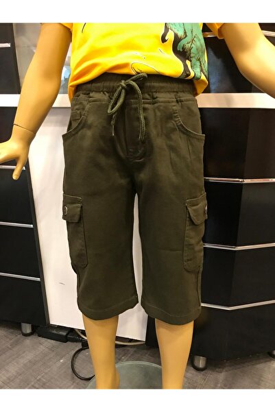 Butik Erkek Gabardin Yandan Cepli Beli Lastikli Kapri Şort