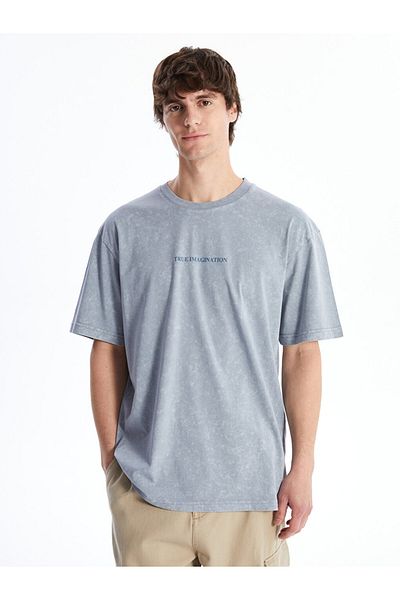 LC Waikiki Tricou cu imprimeu pentru bărbați din bumbac pieptănat - Gât crew, mânecă scurtă