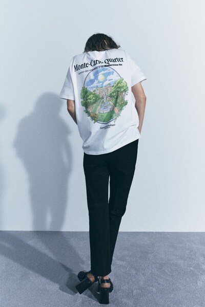 The Champ Clothing Γυναικείο μπλουζάκι Monte Carlo Written Oversize Λευκό