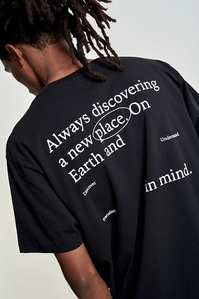 The Champ Clothing Ανδρικό μπλουζάκι Crew Neck Discovery με εμπριμέ μαύρο oversize