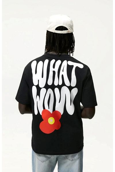 The Champ Clothing Ανδρικό μπλουζάκι Crew Neck Heart's Out με εμπριμέ μαύρο Oversize