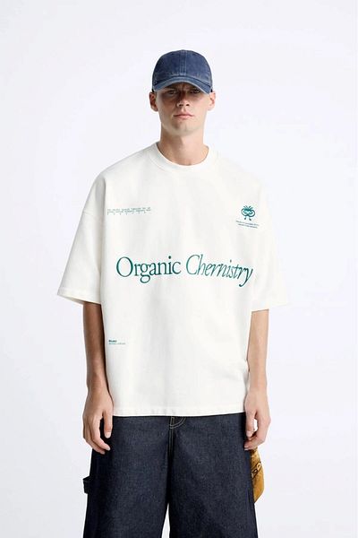 The Champ Clothing Λευκό μπλουζάκι Oversize - Crew Neck, Organic Chernistry Written