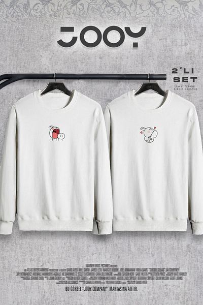 Marjill Rabbit Design - Couple Lover Crew Neck Sweatshirt Set of 2