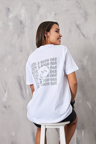 The Champ Clothing Біла жіноча футболка з написом «Have A Good Day» та малюнк...