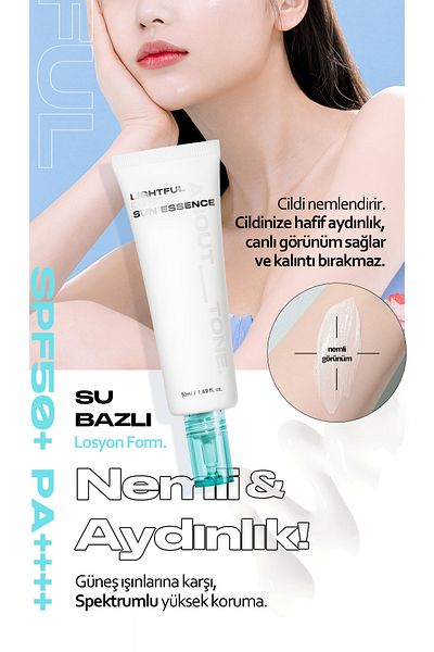 ABOUT TONE ABOUT TONE Lightful Dewy Sun Essence - Vegan Sun Essence with Water Base and Bright Appearance