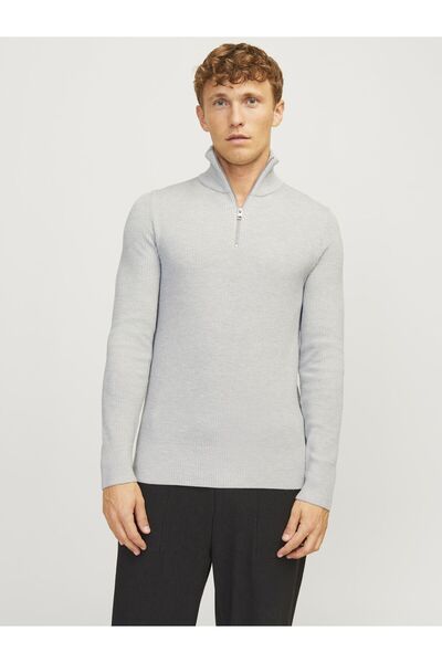 Jack & Jones Strickpullover mit Halber Reißverschluss Einfarbig Strickpullove...