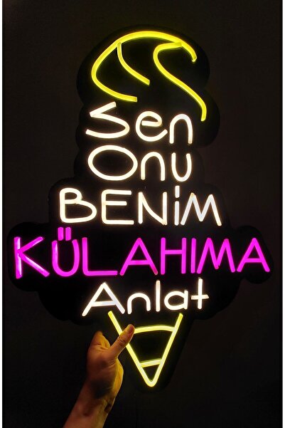 HM NEON LİGHT Sen Onu Benim Külahıma Anlat Dondurma Neon Led Tabela