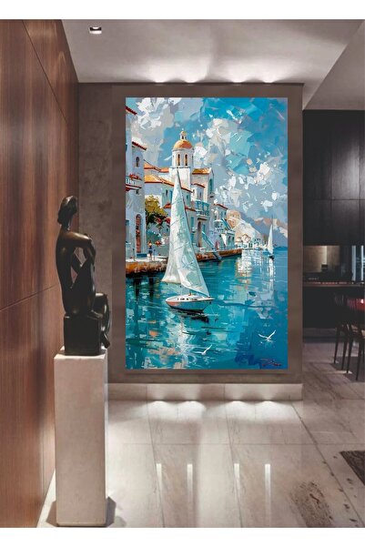 HDART Soyut Manzara Deniz Yelkenli Duvar Kanvas Tablo Tablosu