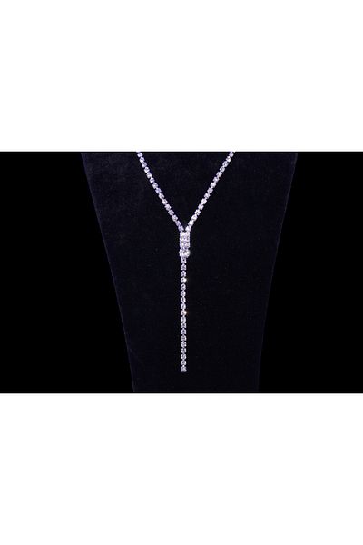 Nora Drop Rhinestone Necklace and Earring Set for Engagement and Wedding