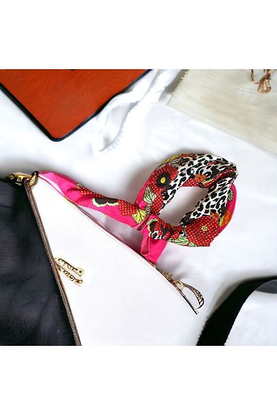 DKGROUP 90x90 cm Square Elegant Patterned 100% Silk Shawl Foulard Bandana - The Meeting of Luxury and Elegance