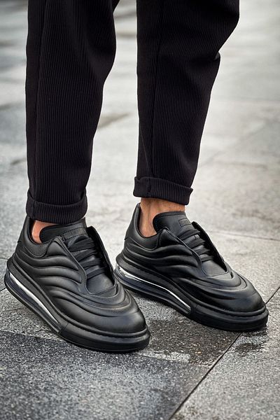 Joy Man Pantofi pentru bărbați - J299 Sollıevo, talpă ortopedică, piele casual, pantofi sport CST negri