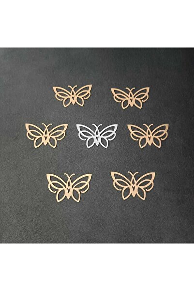 demdekor Dekoratif Gümüş Yapışkanlı Aynalı Pleksi Mobilya Dolap Süsü Kelebek(...