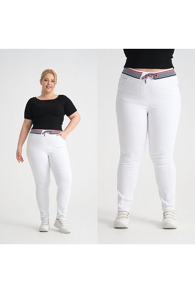 SERRA BÜYÜK BEDEN Plus Size Ribbed Strech Denim Pants