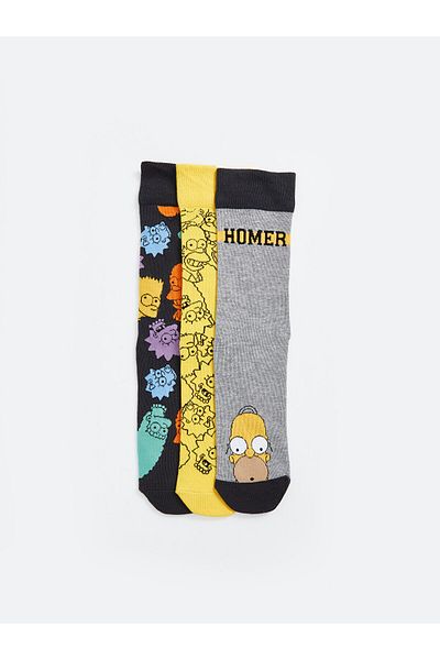 LC Waikiki LCW The Simpsons 3-częściowy męski zestaw skarpetek - nadruk