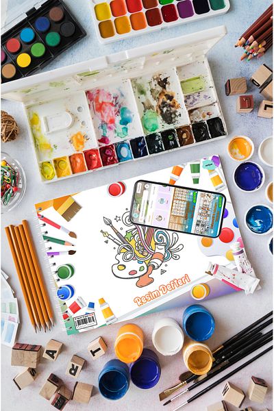kutuTR Luxury 25x35 Wooden Covered Painting Book - 110 gr, 30 Sheets RD003