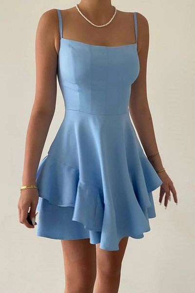 vuvutasarım Rochie mini pentru femei Atlas Fabric cu fustă pliată și bretele reglabile - Rochie de logodnă 102