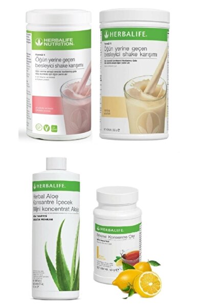 Herbalife 1 Ahududu Ve Beyaz Çikolotalı Shake +1 Fındıklı + 1 Aloe + 1 Limon ...
