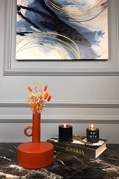 AstreHome Modern Tasarım Seramik Dekoratif Vazo - Kiremit - 20 Cm