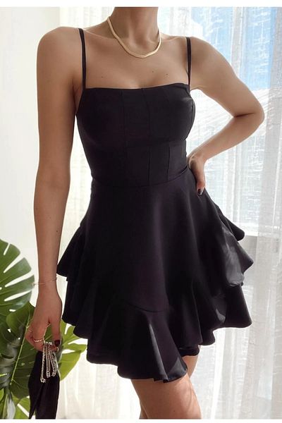Secret Passion Lingerie Μίνι γυναικείο φόρεμα με λεπτές τιράντες New Season με κλιμακωτή φούστα - 102