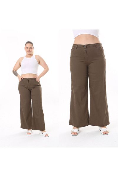 SERRA BÜYÜK BEDEN Wide Leg Gabardine Trousers