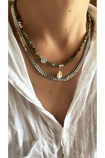 by özllem Cam boncuk Tasarım Yazs Kolye Set