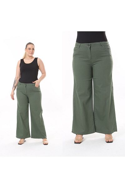 SERRA BÜYÜK BEDEN Wide Leg Gabardine Trousers
