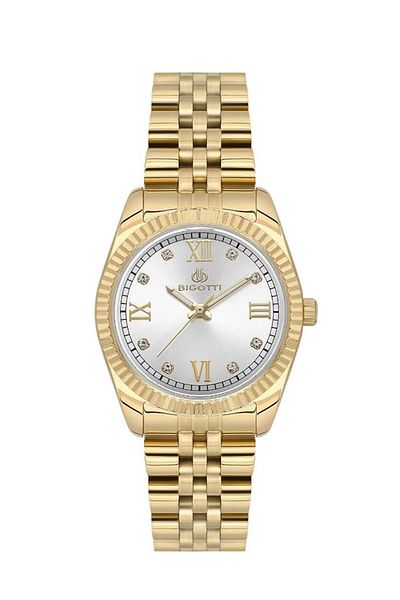 Bigotti Bg.1.10586-3 Rhinestone Design Steel Plated Gold Women's Wristwatch