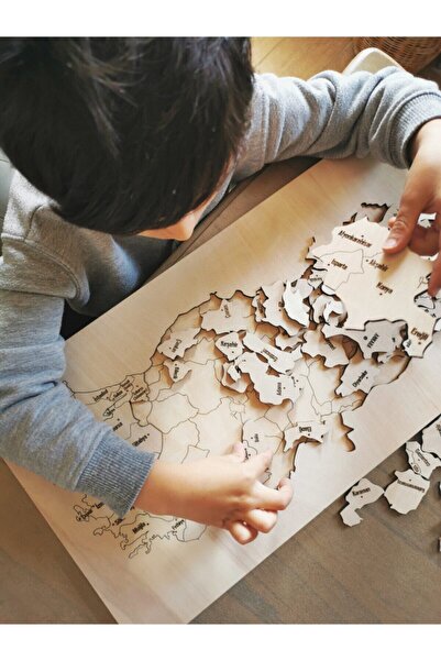Letbil Reklam Ahşap Türkiye Haritası, Yapboz, Puzzle Streçli/kutusuz - (50X27...