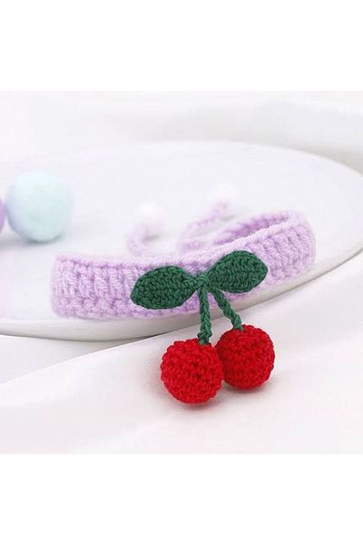 PERFECT Knitted Cat Necklace with Cherry