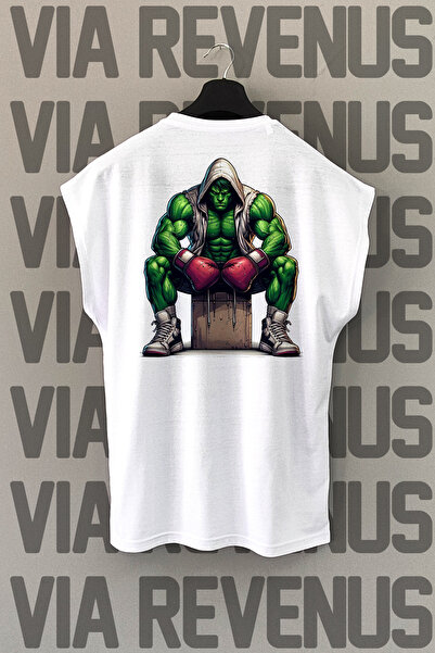 Vordevia Tricou sport alb cu mânecă zero cu imprimeu pe spate de box