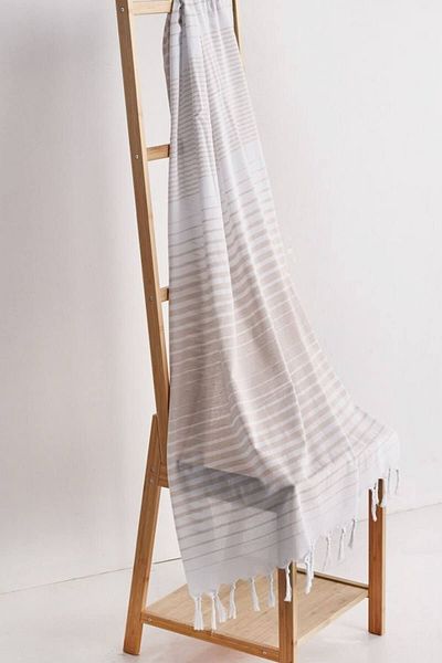 Denizli Concept Μπεζ ριγέ χρώματος Peshtemal - 90x180 cm - 100% βαμβάκι για παραλία και σπα