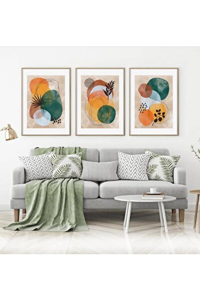 woodhomeworks Ahşap Üçlü Soyut Tablo