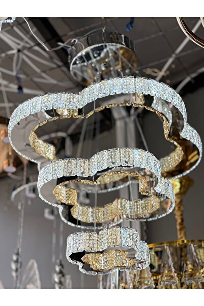 Led 3 Katlı Kristal Led 3 Renk Seçeneği (Beyaz,Sarı,G.ışığı)