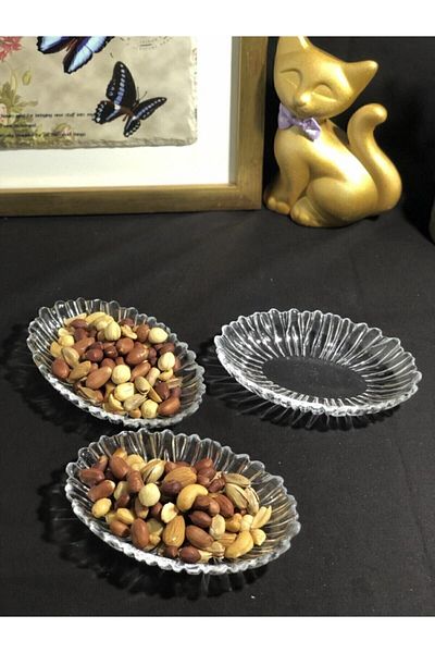 Paşabahçe Aurora Oval Serving Snack Plate 3 Pieces 15 Cm 10545 Fma460034