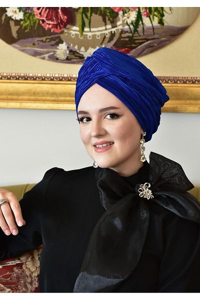 ARTİZİA Pleat fabric love knot stylish no-padding islamic cap, ready-made wrap, ready-made turban